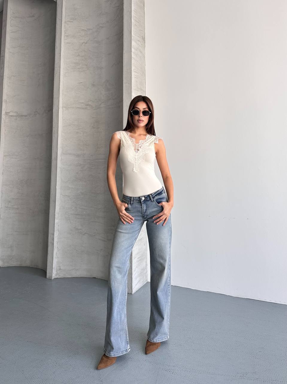 Orta Bel Straight Fit Jean Mavi